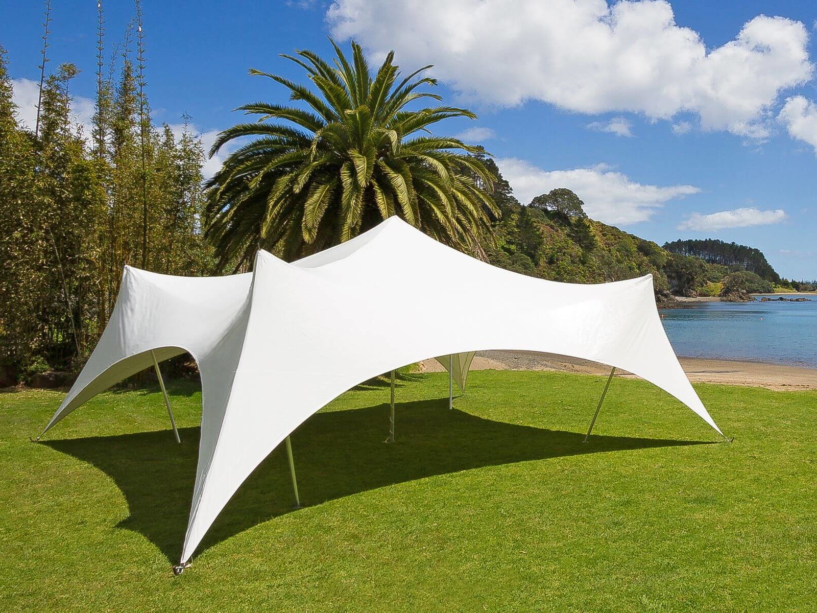 8.5m x 8.5m Capri marquee on beach